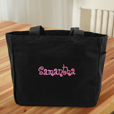 Personalised Embroidered Cotton Tote Bag, Black
