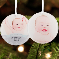 Baby Boy First Christmas Personalised Photo Acrylic Ornament