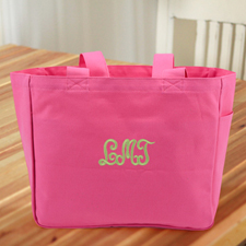 Personalised Embroidered Cotton Tote Bag, Hot Pink