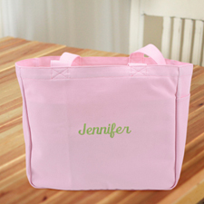Personalised Embroidered Cotton Tote Bag, Pink