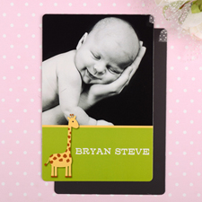 Giraffe Personalised Birth Announcement Photo Magnet 4x6 Large