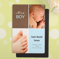 Boy Personalised Birth Announcement Photo Magnet 4x6 Large