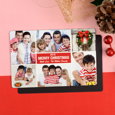 Merry Personalised Photo Christmas Magnet 4x6 Large