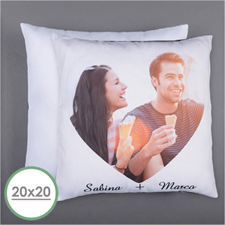 Personalised Heart Photo Pillow (White Back) 20X20  Cushion (No Insert) 