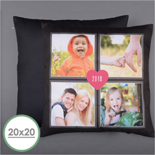 Four Collage And Heart Personalised Photo Pillow 20X20  Cushion (No Insert) 