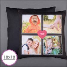 Four Collage And Heart Personalised Photo Pillow 18X18  Cushion (No Insert) 