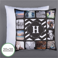 Monogrammed Personalised 12 Collage Photo Pillow 20X20  Cushion (No Insert) 
