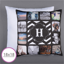 Monogrammed Personalised 12 Collage Photo Pillow 18X18  Cushion (No Insert) 