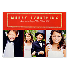 Merry Everything Glitter Gold Personalised Photo Christmas Card 5X7