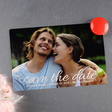 Script Personalised Photo Save The Date Magnet 4x6 Large