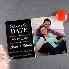 Black Personalised Save The Date Photo Magnet 4x6 Large