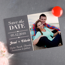 Grey Personalised Save The Date Photo Magnet 4x6 Large