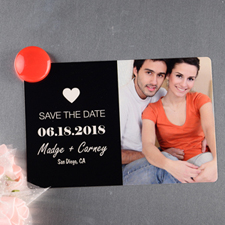 Black Heart Personalised Save The Date Photo Magnet 4x6 Large