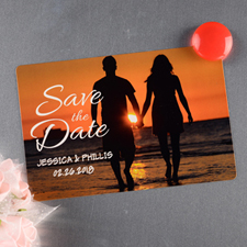 Simple Script Personalised Save The Date Photo Magnet 4x6 Large