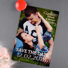Simple Personalised Save The Date Photo Magnet 4x6 Large