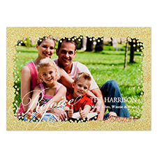 Rejoice Gold Glitter Personalised Photo Christmas Card 5X7