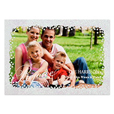Rejoice Silver Glitter Personalised Photo Christmas Card 5X7