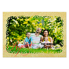 Rejoice Gold Glitter Personalised Photo Christmas Card 5X7