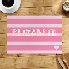 Stripe And Heart Personalised Placemat, Pink
