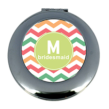 Multi Chevron Personalised Mirror For Bridesmaids, Round