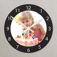 Black Frame Personalised Acrylic Clock Custom Printed