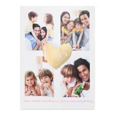 Gold Foil Heart Personalised Photo Valentine's Card, 5X7
