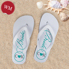 Mint Bride Personalised Wedding Flip Flops, Women Medium