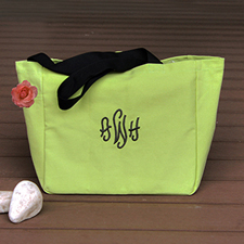 Personalized Embroidered Cotton Tote Bag, Green