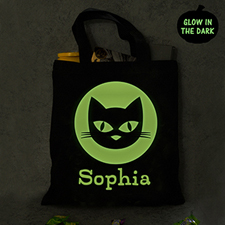 Cat Personalised Halloween Glow In The Dark Trick Or Treat Bag