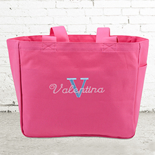 Name & Initial #1 Personalised Hot Pink Tote Bag