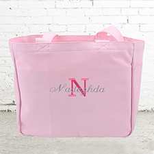 Name & Initial #1 Personalised Pink Tote Bag