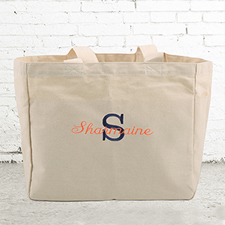 Name & Initial #1 Personalised Beige Tote Bag