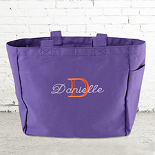 Name & Initial #1 Personalised Purple Tote Bag