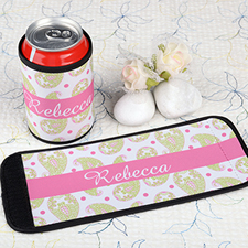 Pink Pattern Personalised Can And Bottle Wrap