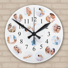 Twelve Photo Collage Personalised Frameless Large Round Clock, 10.75