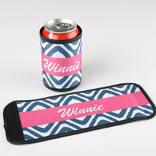 Navy Pattern Personalised Can And Bottle Wrap