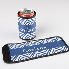 Navy Grid Personalised Can And Bottle Wrap