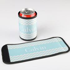 Mint Chevron Personalised Can And Bottle Wrap