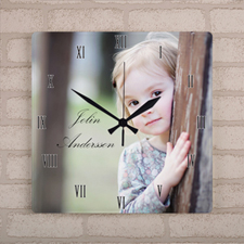 Personalised Photo Large Square Clock Roman Number, 10.75