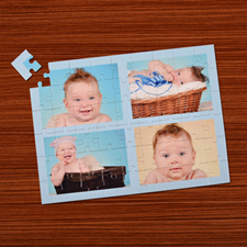 Personalised Baby Blue 4 Collage 12X16.5 Photo Puzzle