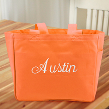 Personalised Embroidered Cotton Tote Bag, Orange