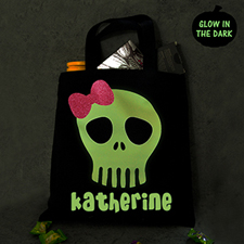 Personalised Glitter And Glow In The Dark Halloween Treat Tote Bag