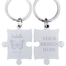 Butterfly Engraved Name Puzzle Keychain