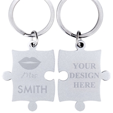 Personalized Mrs Engraved Name Puzzle Keychain