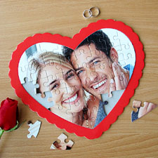Personalised Heart Shape Photo Puzzle (Red Frame)