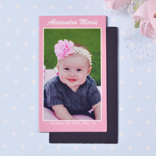 Baby Pink Personalised Photo 2x3.5 Card Size Magnet