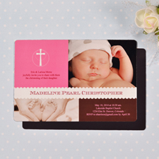 Personalised 4x6 Large Classic Christening Baby Girl Photo Fridge Magnets