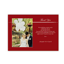Create Your Own 5X7 Band Of Red Thank You Card, Landscape