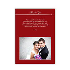 Create Your Own 5X7 Band Of Red Thank You Card, Portrait