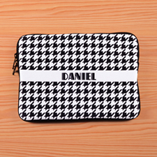 Personalised Name Black Hounds Tooth Macbook Air 11 Sleeve